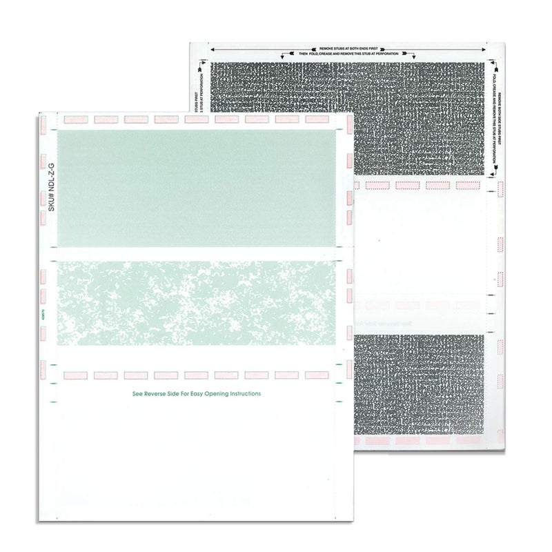 NextDayLabels Next Day Labels - 8-1/2" x 11" Pressure Seal Self Mailer Checks (Green-250) - Image 1